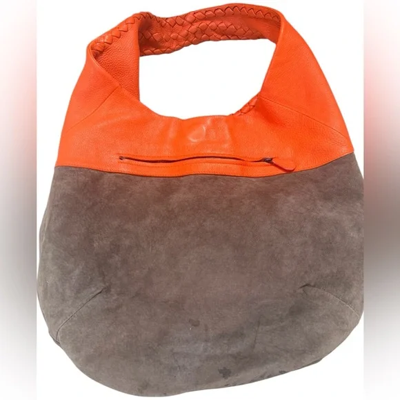BOTTEGA VENETA 1Cervo Deerskin Large Hobo, Tangerine - Picture 7 of 14